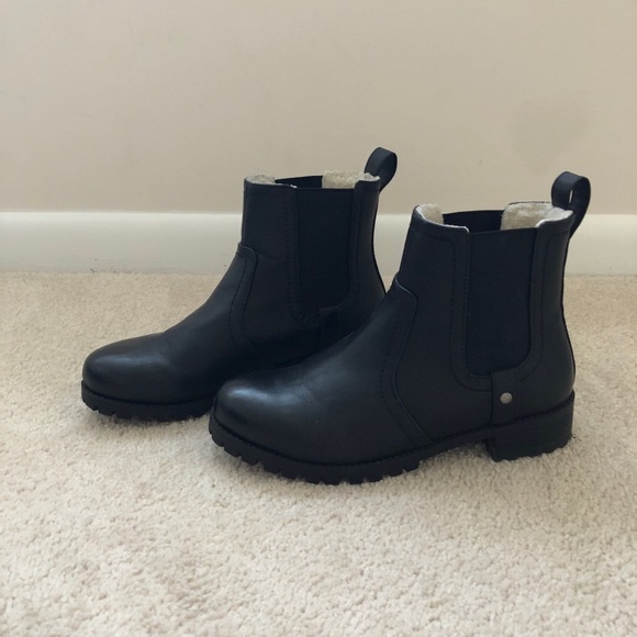 black fur lined ankle boots